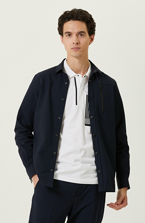 Navy Blue Long Sleeve Outer Shirt