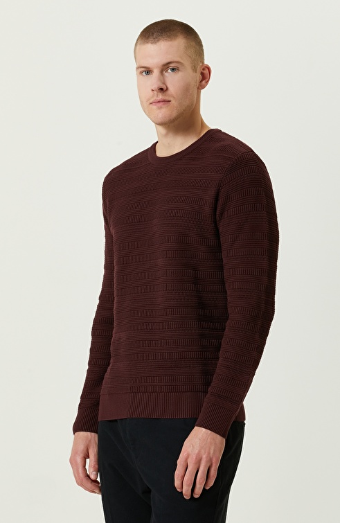 Burgundy Patterned Knitwear Sweater