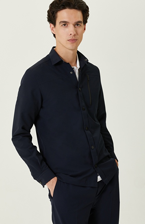 Navy Blue Long Sleeve Outer Shirt