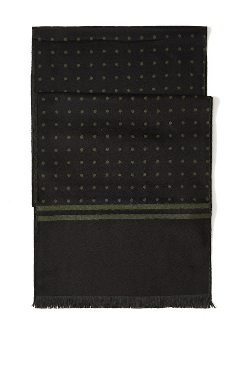 Black Green Patterned Men's Scarf