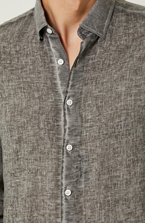 Anthracite Long Sleeve Linen Shirt