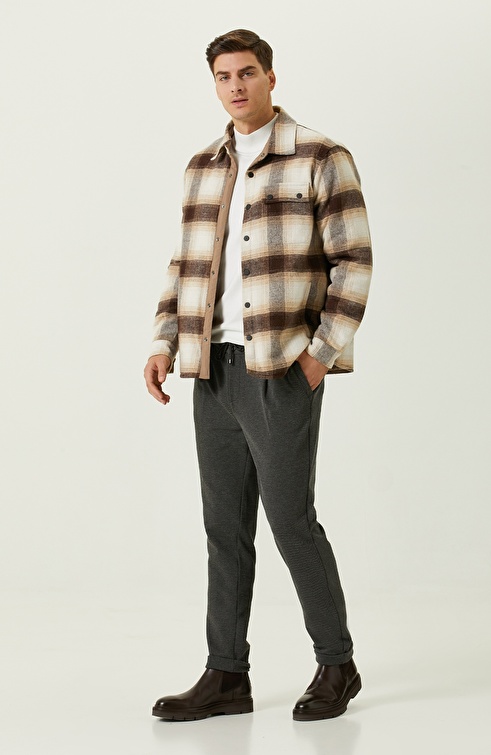 Slim Fit Camel Outer Shirt