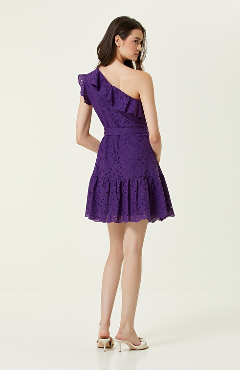 Purple Guipure Mini Dress