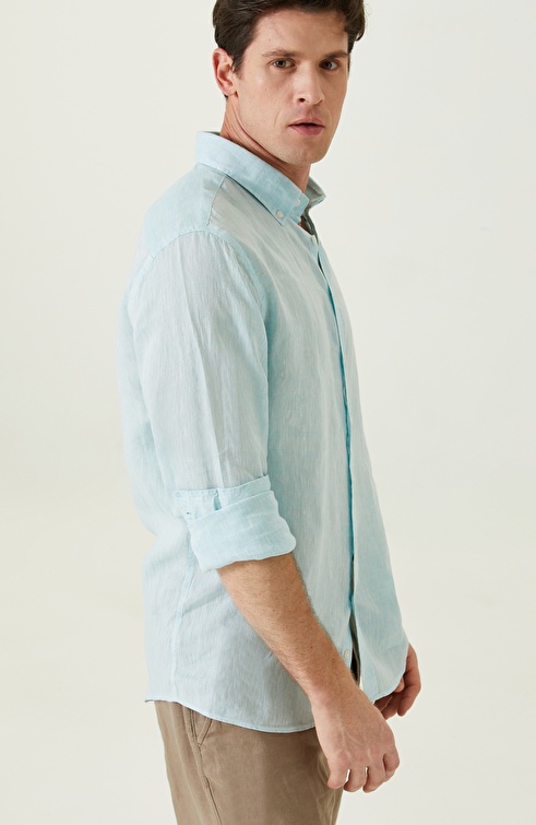 Mint Long Sleeve Linen Shirt