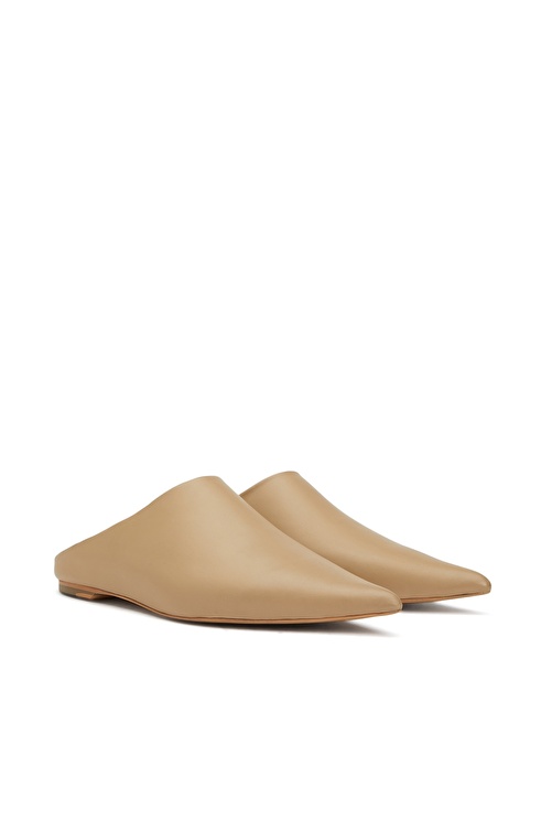 Beige Women's Leather Slippers