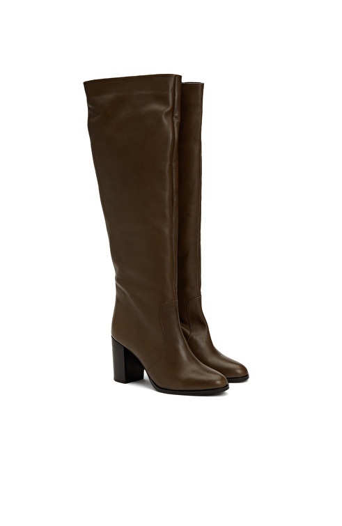 Khaki Women's Leather Boots