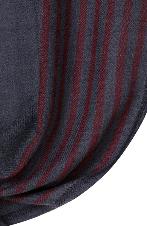 Gray Striped Men's Wool Shawl