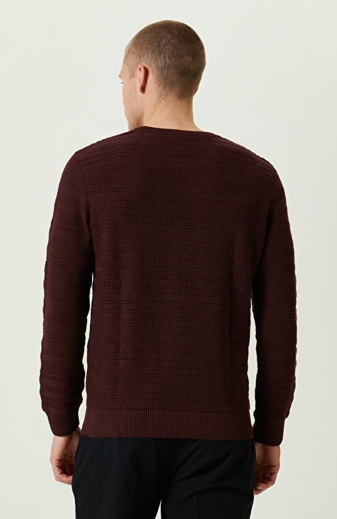 Burgundy Patterned Knitwear Sweater