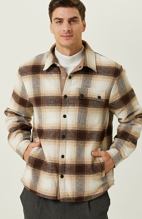 Slim Fit Camel Outer Shirt