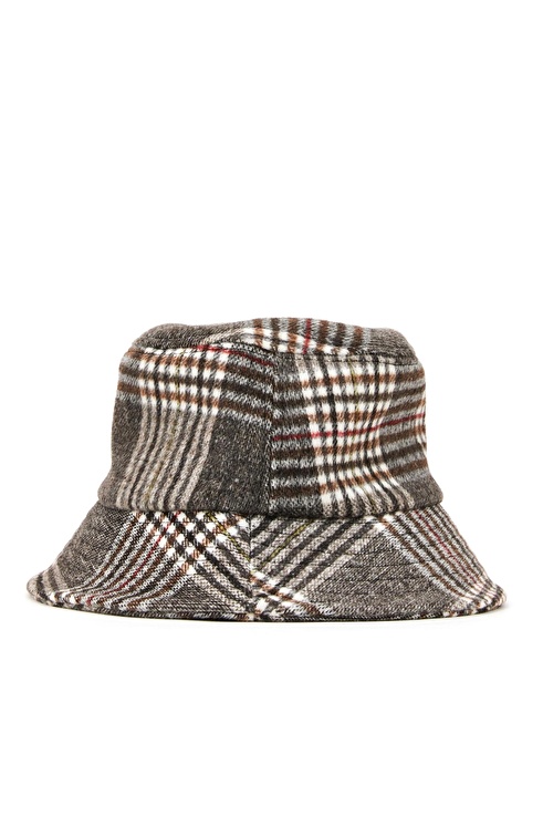 Brown Checkered Men's Wool Hat