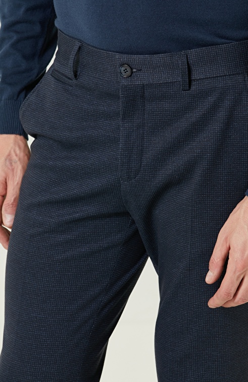 Navy Patterned Trousers