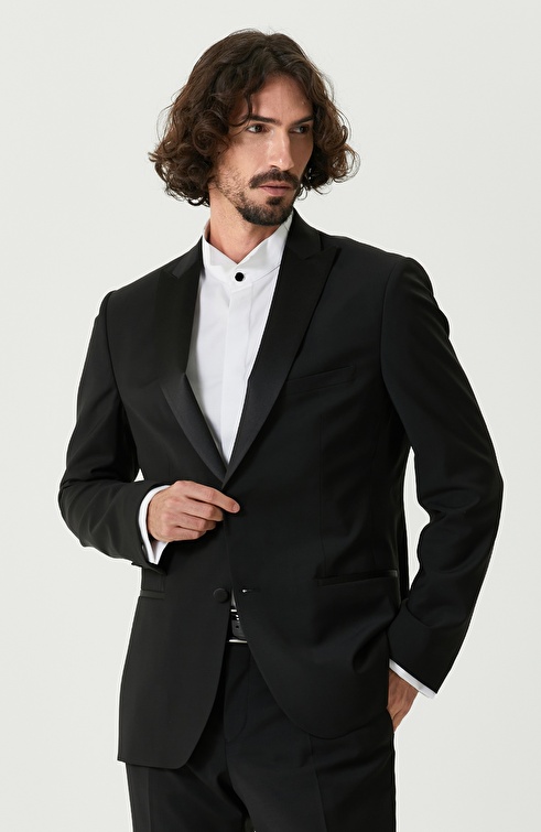 Black Satin Garnish Jacket