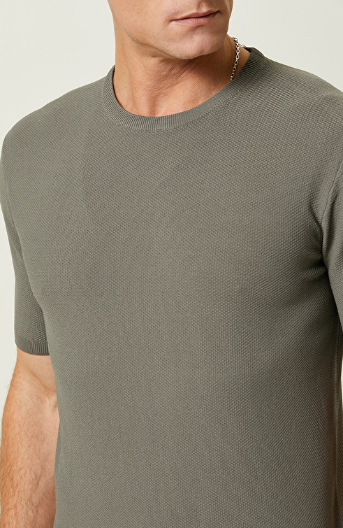 Khaki Short Sleeve Knitwear Sweater