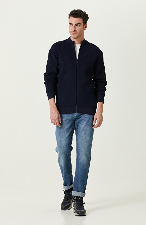 Navy Blue Knitwear Coat