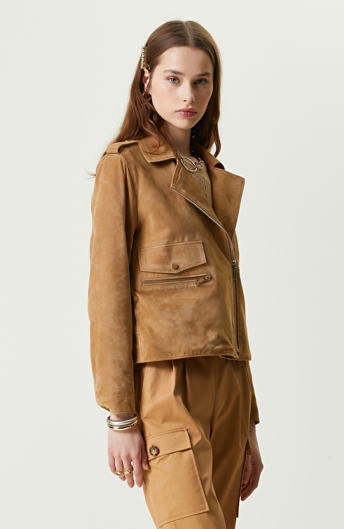 Camel Leather Coat