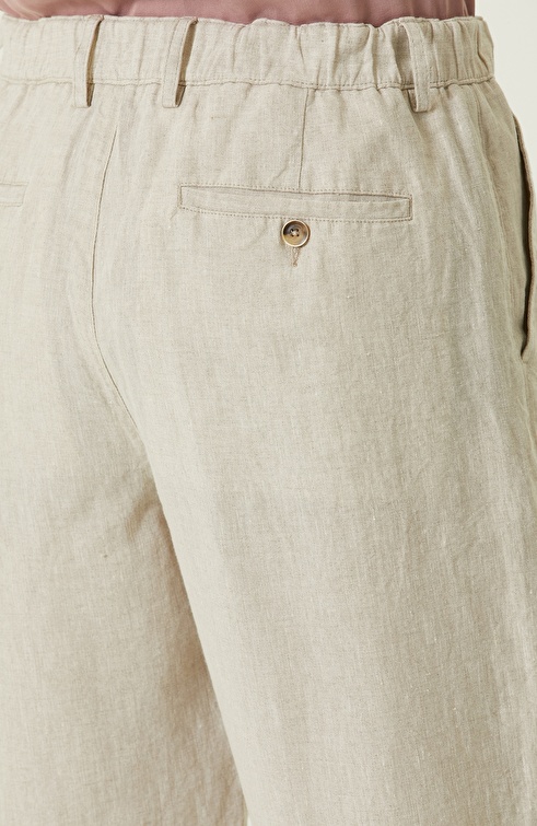 Natural Straight Leg Linen Trousers