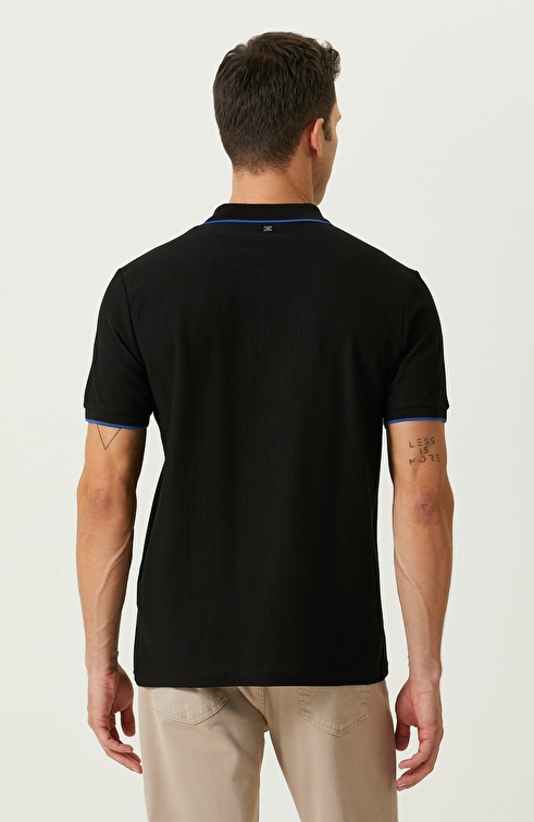 Black Zippered Polo Neck T-Shirt