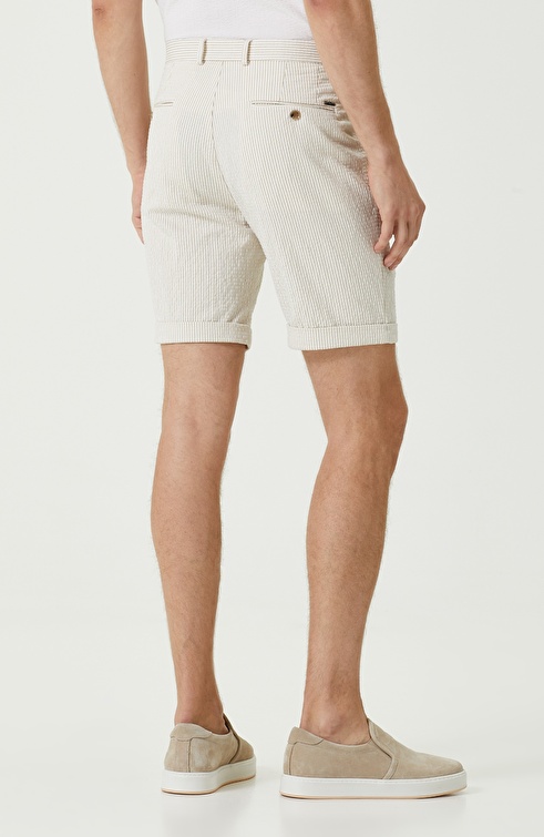 Ecru Beige Striped Shorts