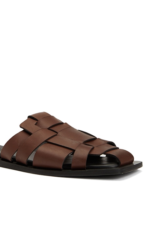 Brown Women's Leather Slippers