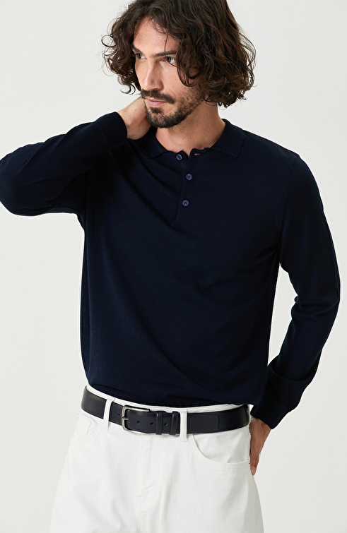 Navy Polo Neck Knitwear