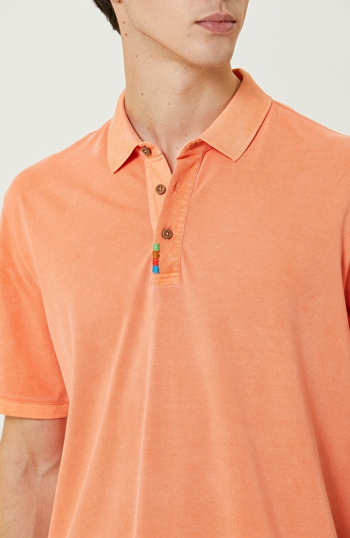 Orange Polo Neck T-Shirt