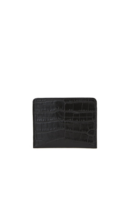 Black Crocodile Texture Womens Leather Card Holder