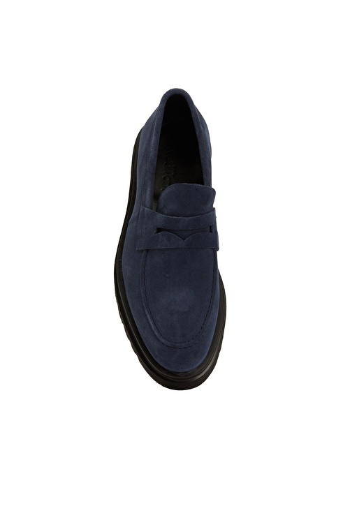 Navy Blue Men's Suede Leather Loafers