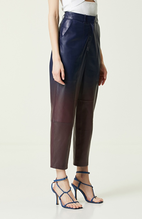 Navy Blue Leather Pants