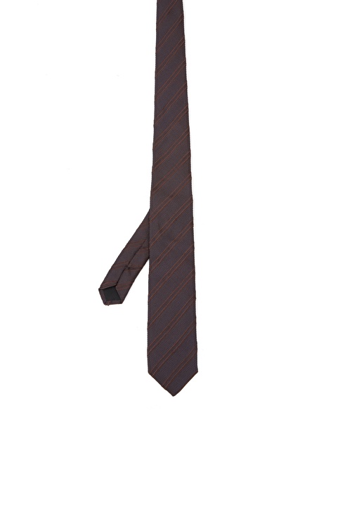 Brown Oblique Striped Silk Tie