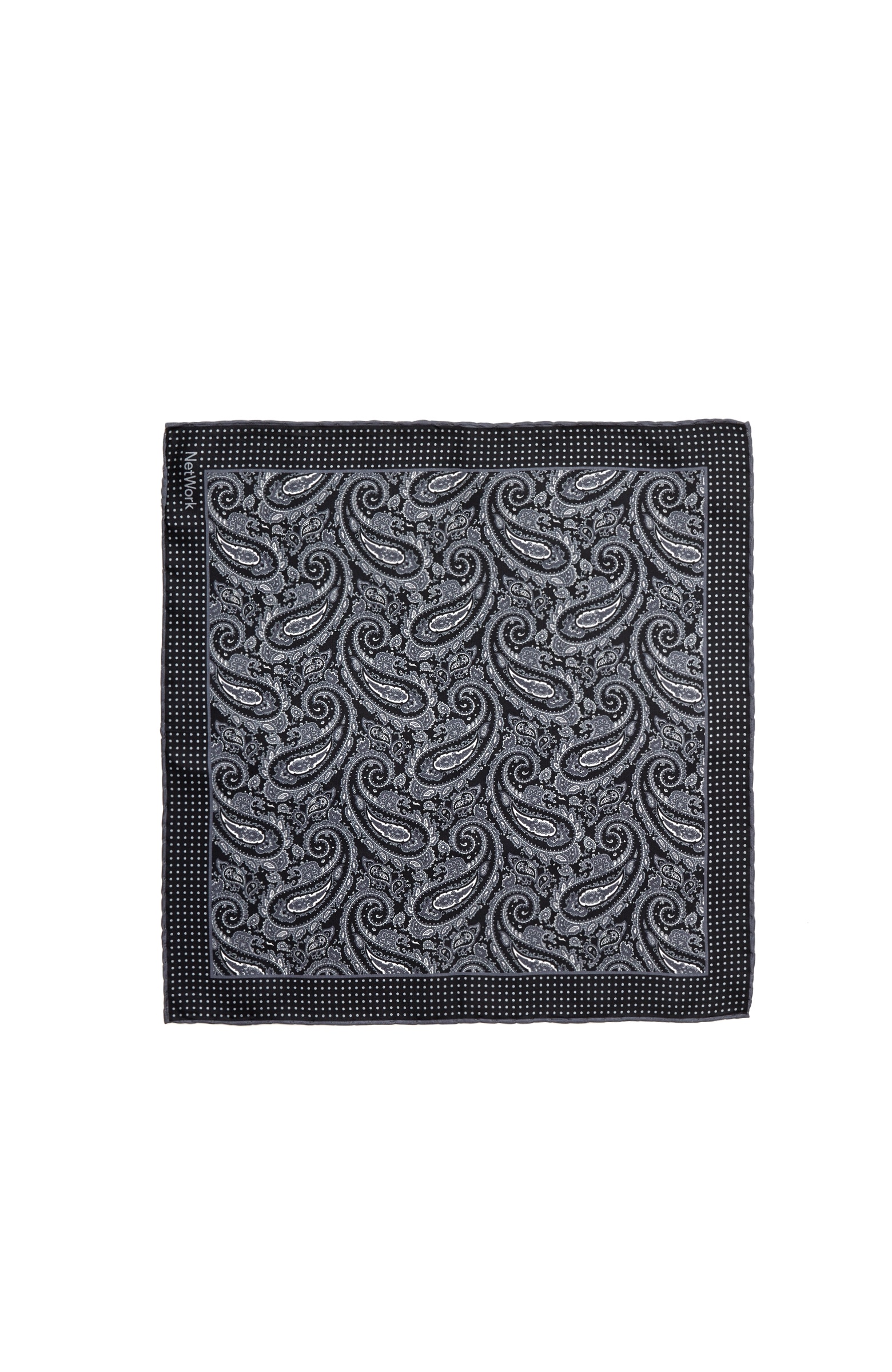 Black Gray Shawl Patterned Silk Handkerchief Bag