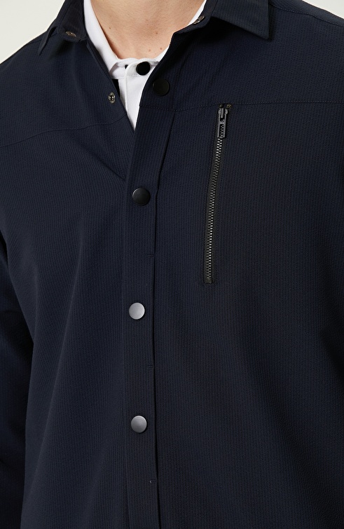 Navy Blue Long Sleeve Outer Shirt