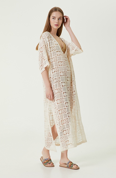 Natural Patterned Long Beach Dress