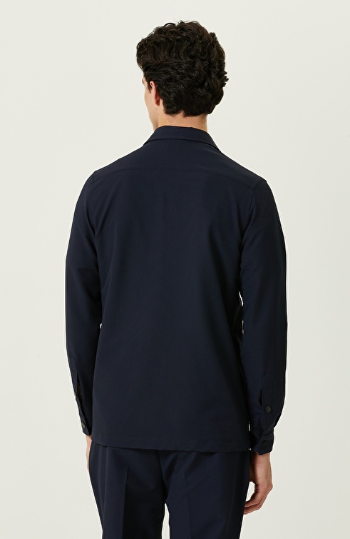 Navy Blue Long Sleeve Outer Shirt