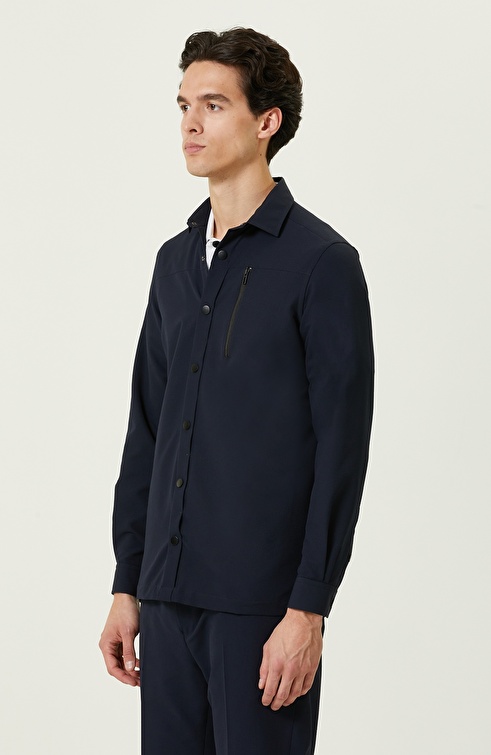 Navy Blue Long Sleeve Outer Shirt