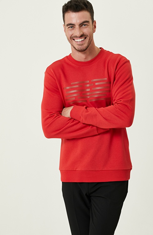 Red Injection Printed Sweatshirt