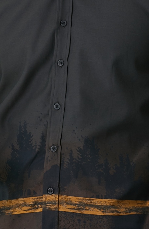 Slim Fit Black Brown Shirt