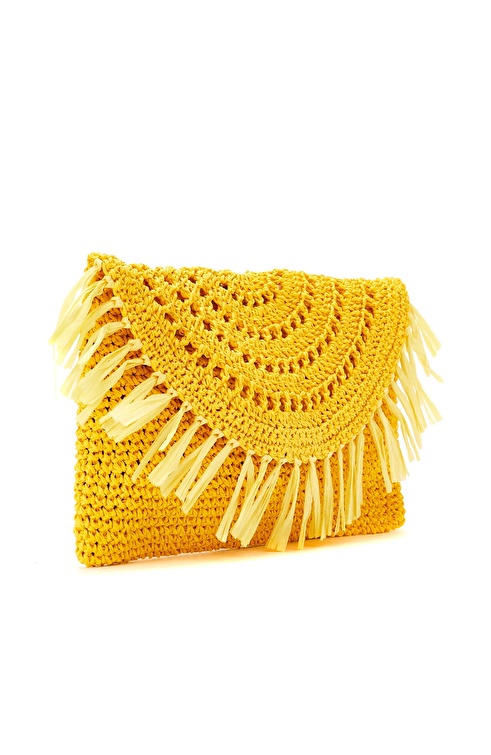 Yellow Female Straw Clutch