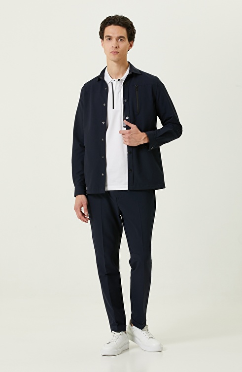 Navy Blue Long Sleeve Outer Shirt