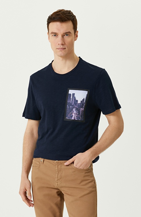 Navy Printed T-shirt