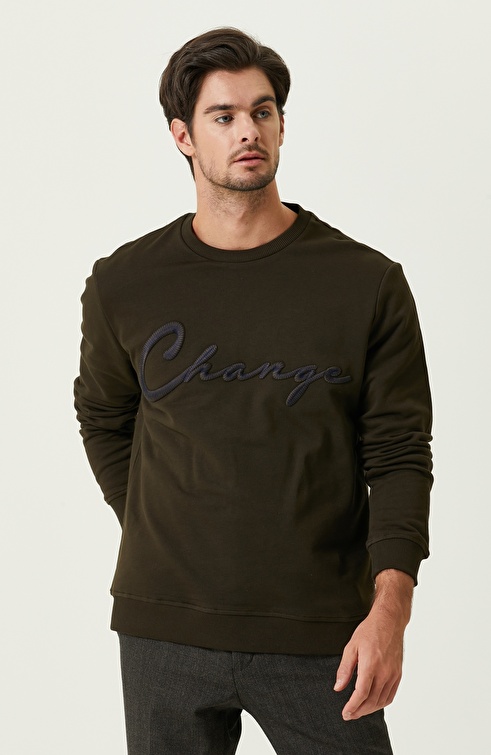 Slim Fit Khaki Sweatshirt