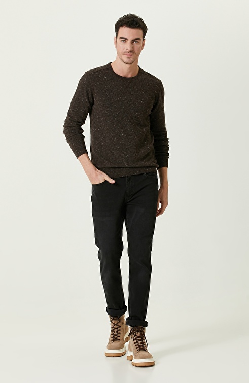 Brown Wool Blended Knitwear