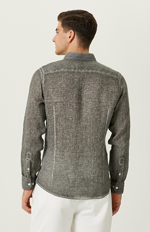 Anthracite Long Sleeve Linen Shirt