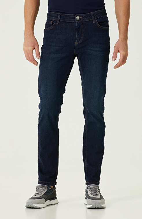 Slim Fit Navy Blue Denim Pants