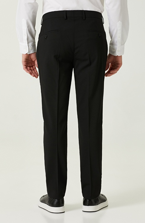 Normal Waist Straight Leg Black Trousers