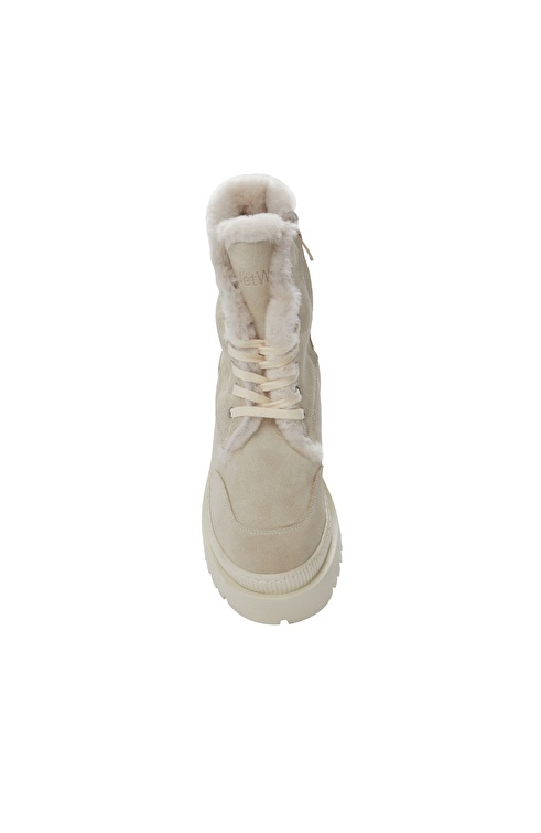 Beige Women's Suede Leather Boots