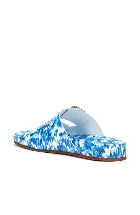 Sax White Patterned Women's Leather Slippers