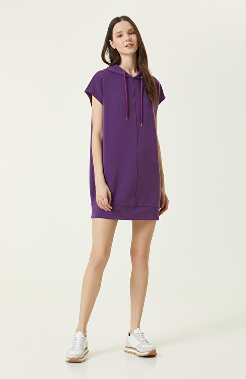 Purple Hooded Mini Dress