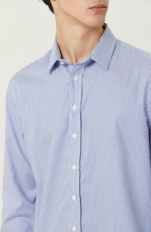 Blue White Slim Fit Shirt