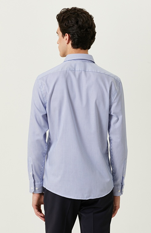 Blue White Slim Fit Shirt