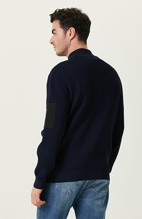 Navy Blue Knitwear Coat